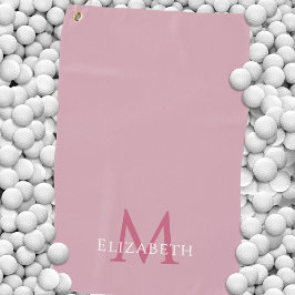 Toalla De Golf Monogram Name Initial Elegant Pink