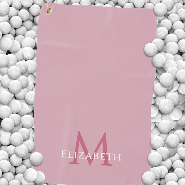 Toalla De Golf Monogram Name Initial Elegant Pink (Monogram Name Initial Elegant Pink Golf Towel)