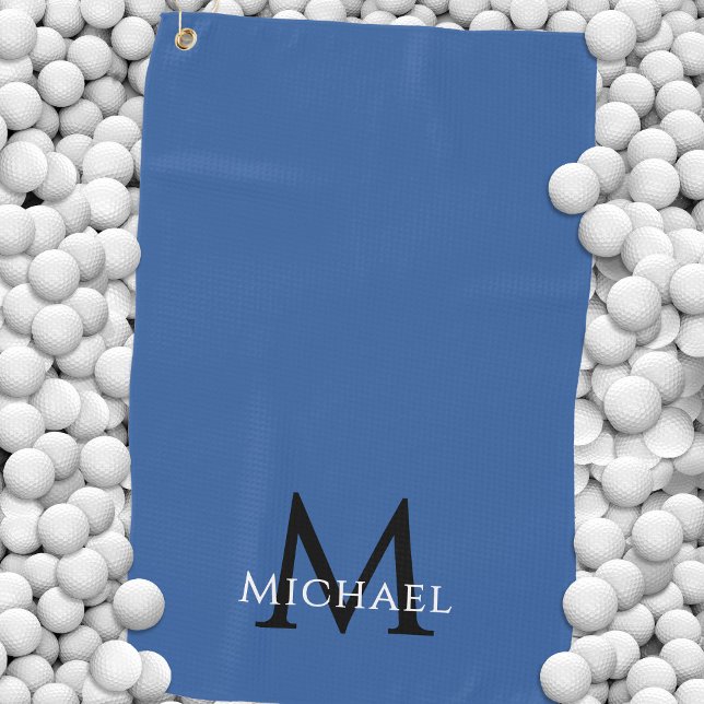 Toalla De Golf Monogram Name Initial Elegant Royal Blue (Subido por el creador)
