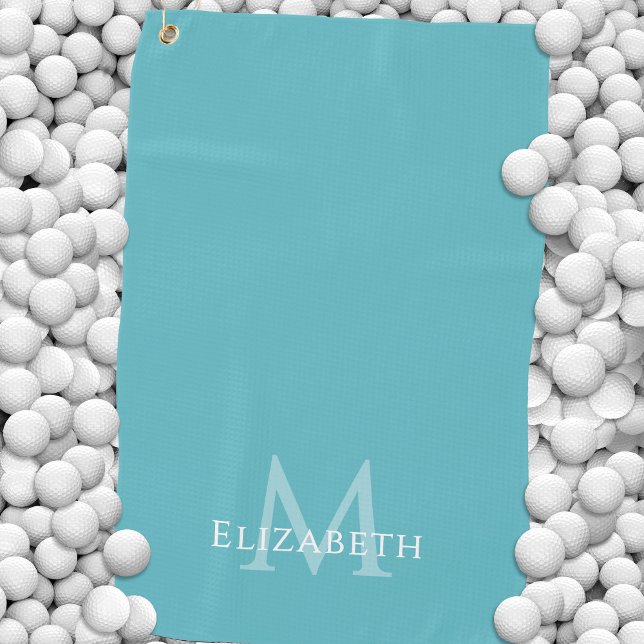 Toalla De Golf Monogram Name Initial Elegant Teal Green Custom (Monogram Name Initial Elegant Teal Green Custom Golf Towel)