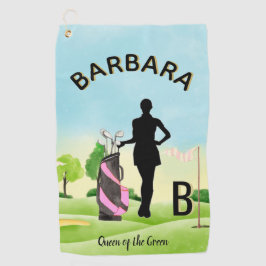 Toalla De Golf Monograma 3D del campo de golf Lady Golfer