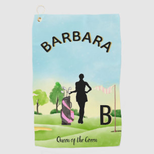Toalla De Golf Monograma 3D del campo de golf Lady Golfer
