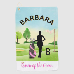 Toalla De Golf Monograma 3D del campo de golf Lady Golfer