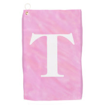 Toalla de golf monograma acuarela rosa blanca