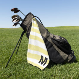 Toalla De Golf Monograma Amarillo Blanco Rayas Acuarela