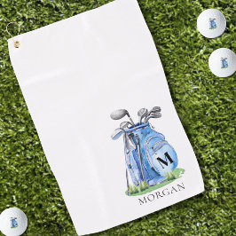 Toalla De Golf Monograma Azul de Golfista Personalizado