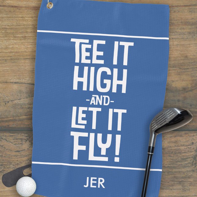 Toalla De Golf Monograma Azul de Humor Divertido de Tee de Golf p (Golfer Golf Tee Humor Funny Sports Monogram Blue Golf Towel)