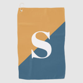 Toalla De Golf Monograma azul de la marina amarilla mostaza