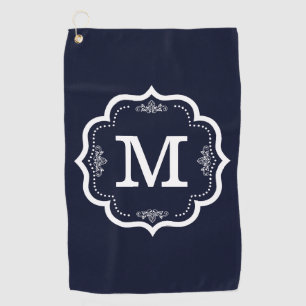 Toalla De Golf Monograma azul de la marina de guerra