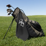 Toalla De Golf Monograma blanco gris negro personalizado<br><div class="desc">Esta toalla de golf personalizada presenta un monograma gris claro inicial y un nombre de guión retro blanco sobre fondo negro. El perfecto Día del Padre o regalo de cumpleaños para el papá golfista,  el abuelo o el esposo en tu lista.</div>