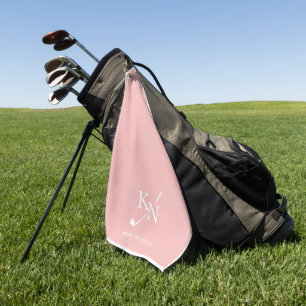 Toalla De Golf Monograma blanco rosado Nombre Club Clásico Inicia