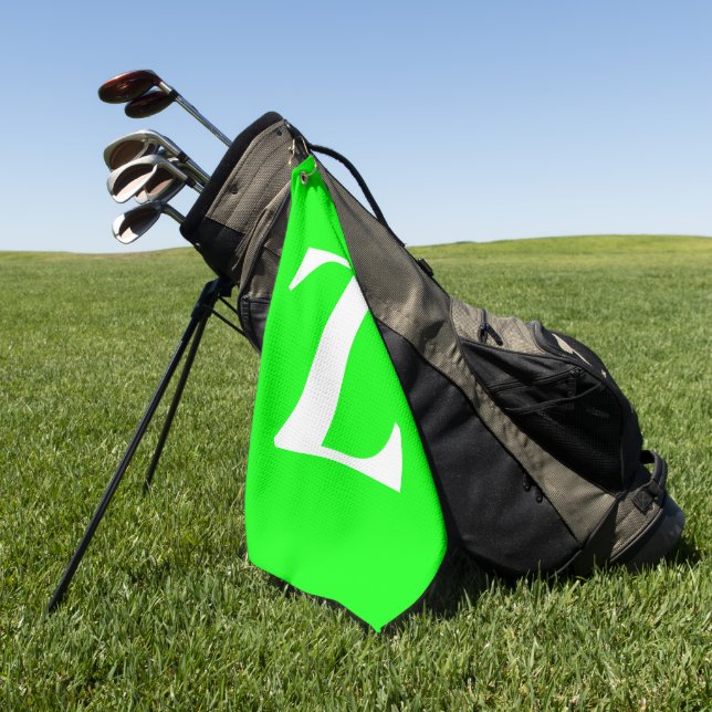 Toalla De Golf Monograma blanco verde brillante (Verde)