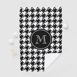 Toalla De Golf Monograma blanco y negro de Houndstooth