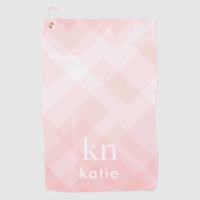 Toalla De Golf Monograma Damas Pastel Rosa Nombre Personalizado (Anverso)