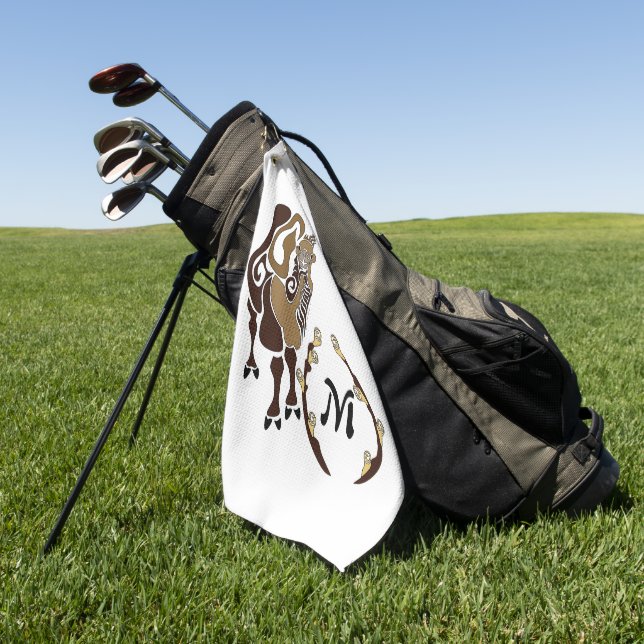 Toalla De Golf Monograma de camello bacteriano caprichoso (Verde)