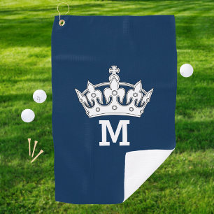 Toalla De Golf Monograma de Corona Blanca Personalizado