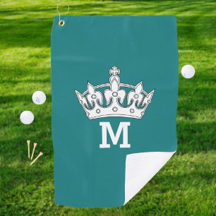Toalla De Golf Monograma de Corona Blanca Personalizado