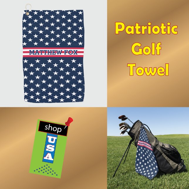 Toalla De Golf Monograma de Estados Unidos Patriótico Golfer ⭐ St (Subido por el creador)