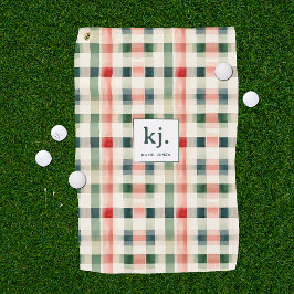 Toalla De Golf Monograma de Gingham Evergreen Suave