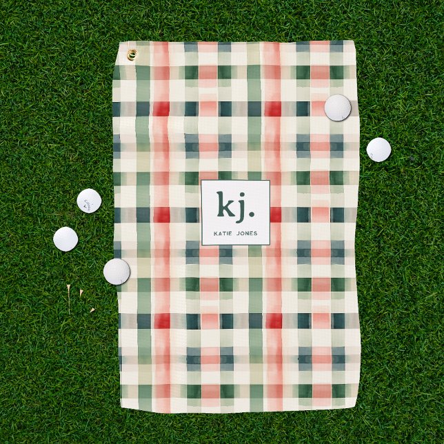 Toalla De Golf Monograma de Gingham Evergreen Suave (Subido por el creador)