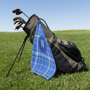 Toalla De Golf Monograma de golf azul y verde