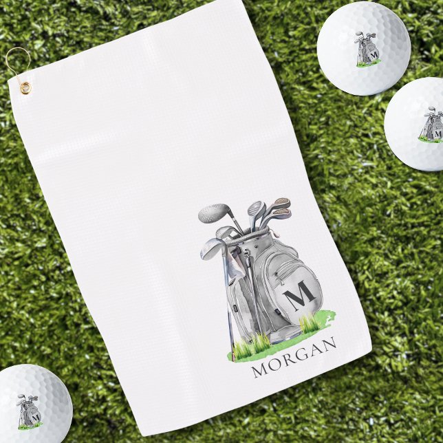Toalla De Golf Monograma de golf personalizado (Personalized Golfer Monogram Golf Towel)
