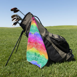 Toalla De Golf Monograma de la agonía dorada del Purpurina arcoir