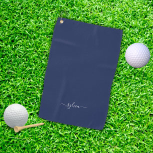 Toalla De Golf Monograma de la Marina Azul Moderna Girly Nombre