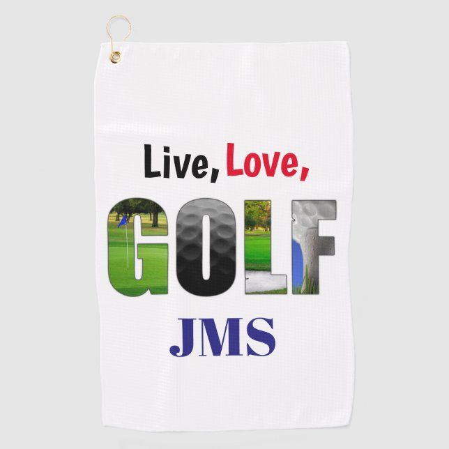 Toalla De Golf Monograma de Live Love Golf (Anverso)