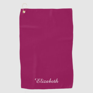 Toalla De Golf Monograma de nombre de plantilla Viva Magenta de p