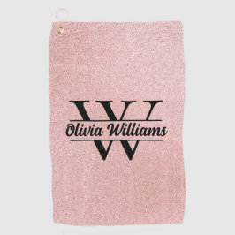 Toalla De Golf Monograma de Purpurina de oro Rosa | Girly Modern