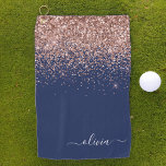 Toalla De Golf Monograma de Purpurina rosa Rubor Rosa azul de la<br><div class="desc">Oro Rosa - Purpurina de espuma azul Rubor rosa y marina cepillado toalla de golf con nombre de monograma Metalizado. Esto hace que el dulce perfecto cumpleaños 16, boda, ducha de novia, aniversario, ducha de bebé o fiesta de soltera sea regalo para alguien que ama el lujo glam y los...</div>