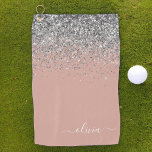 Toalla De Golf Monograma de Purpurina rosado Rubor Gold Rosa Girl<br><div class="desc">Oro Rosa - Purpurina Rubor Rosado y Plata Esparkle Cepilló el nombre Metalizado del monograma Toalla de golf. Esto hace que el dulce perfecto cumpleaños 16, boda, ducha de novia, aniversario, ducha de bebé o fiesta de soltera sea regalo para alguien que ama el lujo glam y los estilos de...</div>