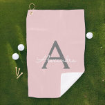 Toalla De Golf Monograma de Rubor Gris rosa moderno con guión de<br><div class="desc">Toalla de golf Rubor de color rosa y gris. Esto hace que el dulce perfecto cumpleaños 16,  boda,  ducha de novia,  aniversario,  ducha de bebé o fiesta de soltera sea regalo para alguien que ama el lujo glam y los estilos de moda.</div>