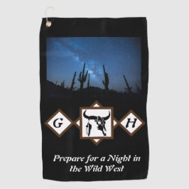 Toalla De Golf Monograma de silueta de cráneo de toro de Longhorn