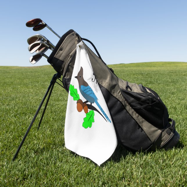 Toalla De Golf Monograma de Steller Blue Jay (Verde)