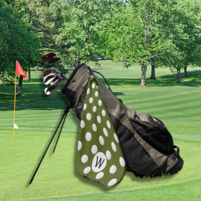 Toalla De Golf Monograma del patrón de bolas de golf verde person (Subido por el creador)