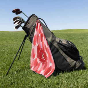 Toalla De Golf Monograma del patrón de pinceles de resumen rosado