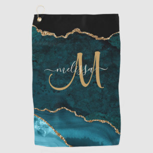 Toalla De Golf Monograma del Personalizado de Agate Purpurina de