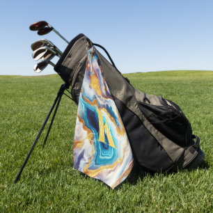Toalla De Golf Monograma del personalizado Verde azulado Aqua Gol