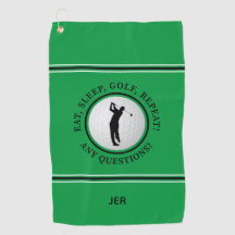 Monograma divertido de golfista masculino en bola