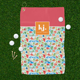 Toalla De Golf Monograma elegante de verano divertido