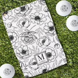 Toalla De Golf Monograma Floral de Iniciales
