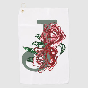 Toalla De Golf Monograma floral J letra mayúscula