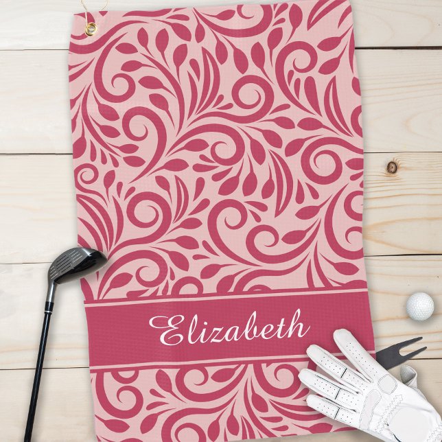 Toalla De Golf Monograma Golfer Nombre Moda Magenta Rosa Girona (Subido por el creador)