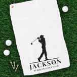 Toalla De Golf Monograma Golfer personalizado<br><div class="desc">Este diseño cuenta con un balancín de golf en un club y tiene dos campos de texto que se pueden usar para personalizarlo,  quizás con un nombre y un club de golf.</div>