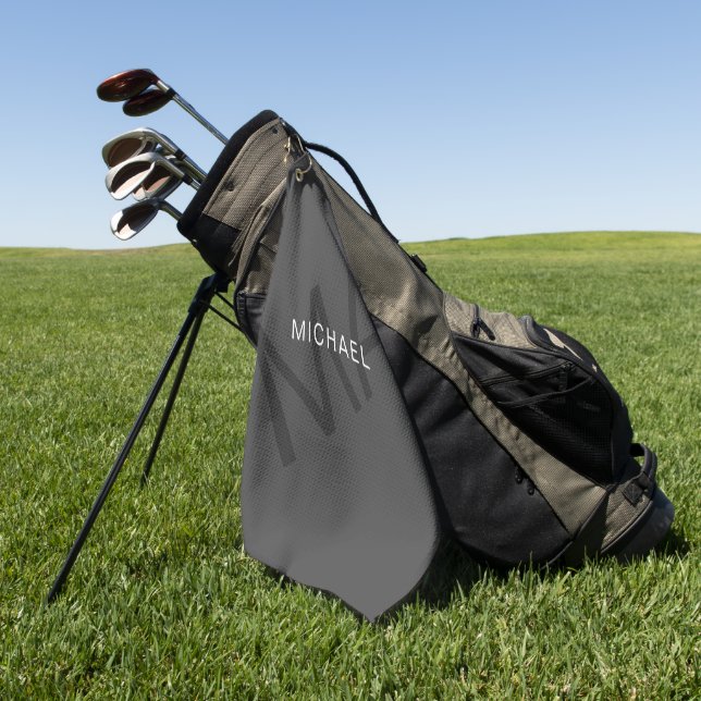 Toalla De Golf Monograma gris personalizado moderno (Verde)