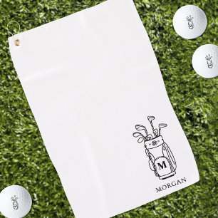 Toalla De Golf Monograma Inicial Blanco Negro
