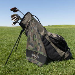 Toalla De Golf Monograma inicial de caza militar de camo verde de