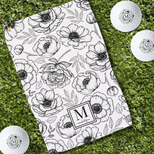 Toalla De Golf Monograma Inicial Floral